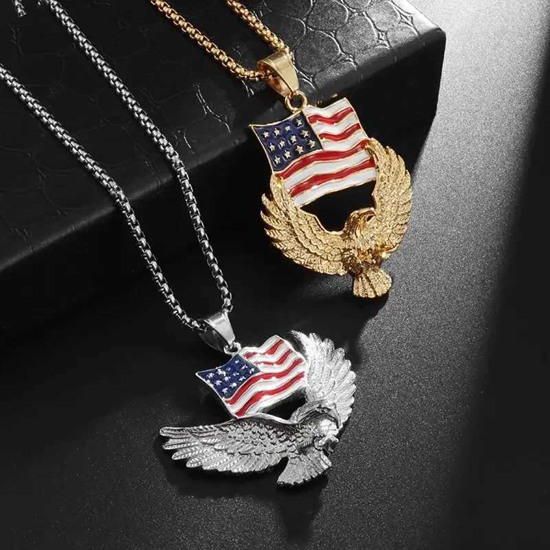 Retro punk pendant national flag necklace mens fashion personality rock music party jewelry X250224