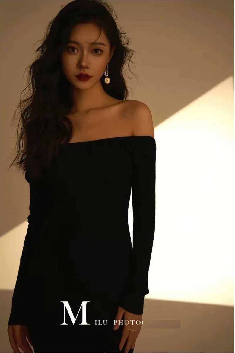 Sexy maternity outfit photo shoot full sleeved backless maternity outfit photo prop knitted long skirt X250224