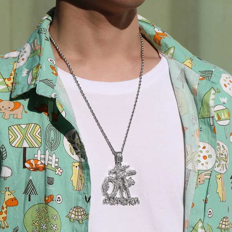 J 12mm Hip Hop Bling Rhinestone Cuban Link Chain for Wen Men Silver Color OTF Letter Pendant Necklaces Jewelry X250224