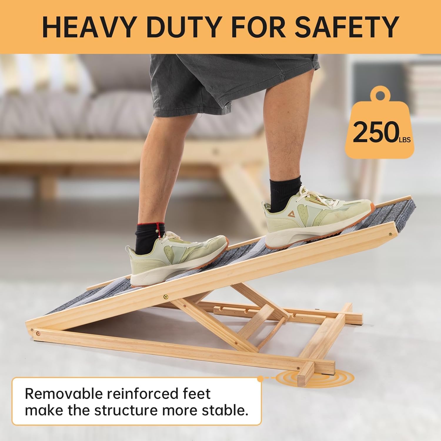 Dog Ramp for Large, Small & Old Dogs, 41.7" Long Upgrade Folding Pet Ramp for Car, Bed, Sofa, Couch, Portable Folding Dog Stairs Adjustable Heigh