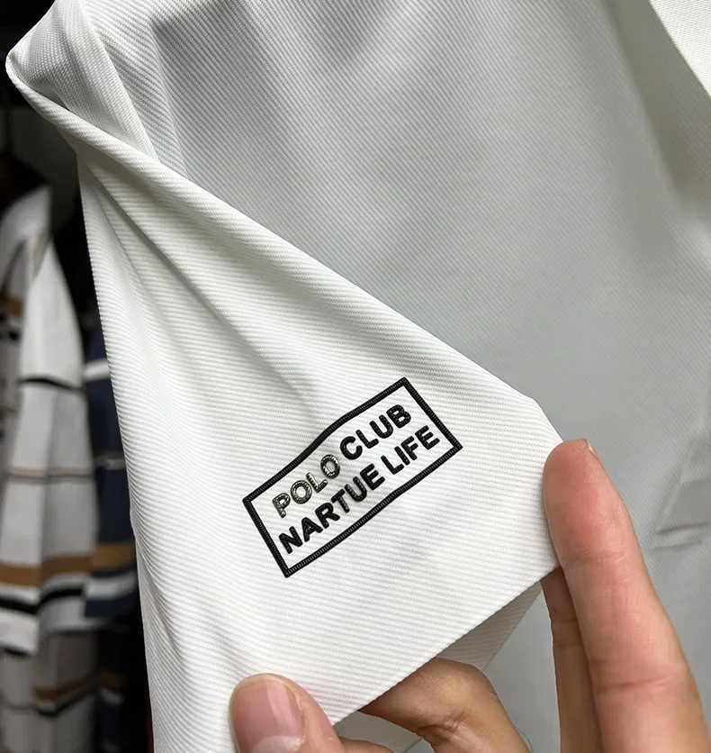 Summer Silk Polo Shirt for Mens Youth Lapel Light Luxury Traceless Silk T-shirt Fashion Ice Silk Trend Short sleeved TopT250225