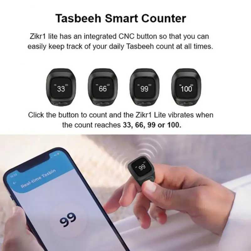 Iqibla metal alloy digital Tasbih anti OLED screen long battery life charging dock vibration reminder intelligent Zikr ring Pro W250225