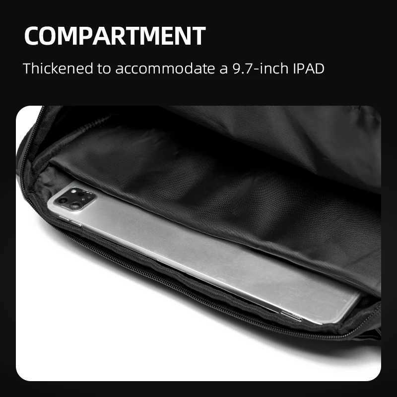 Mens flip side horizontal bag waterproof nylon messenger bag with iPad company unisex travel commuting bag Z250225