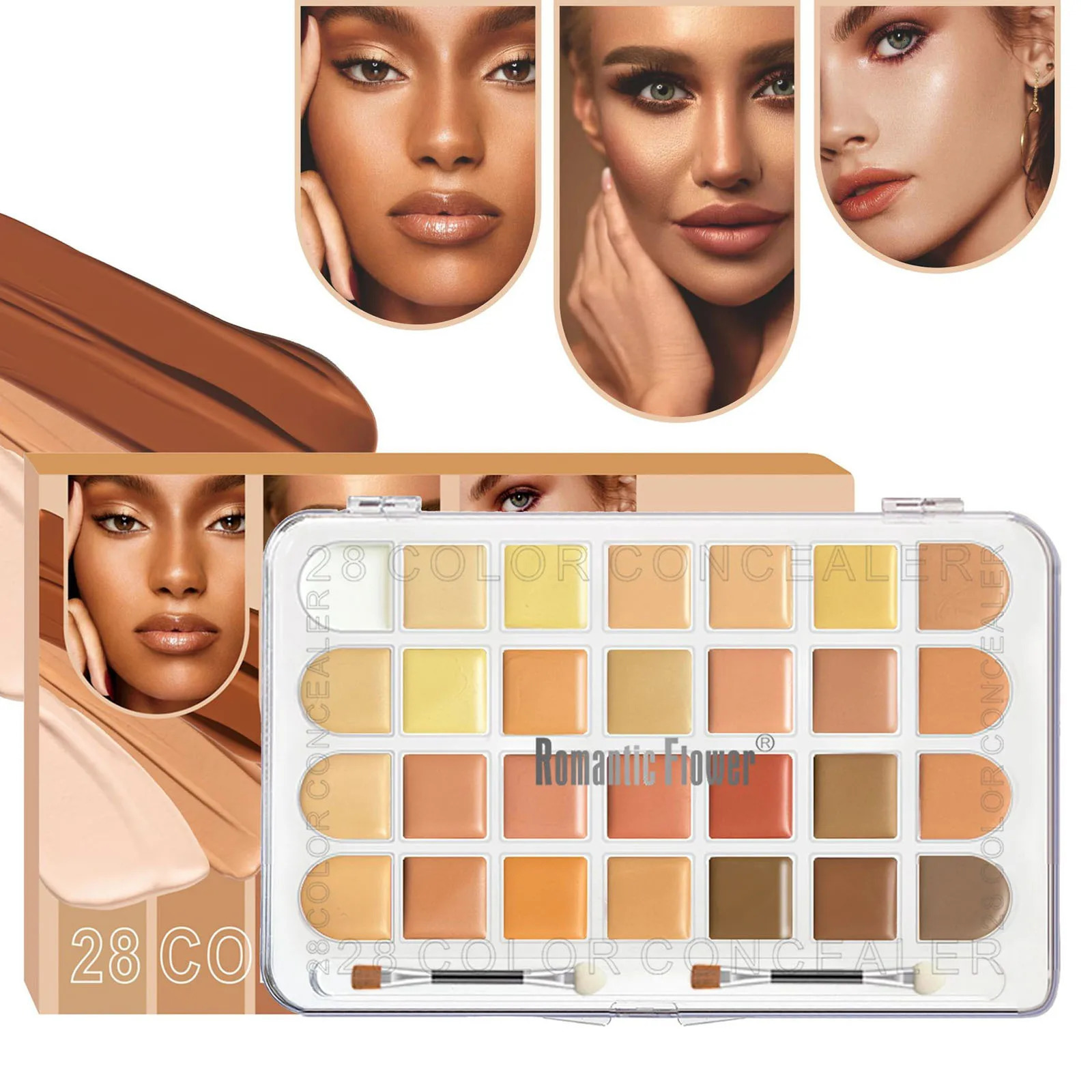 28 Color Contour Concealer Waterproof Concealer White Bronze Wheat Waterproof Long-Lasting Full Coverage Contour Palette 250222