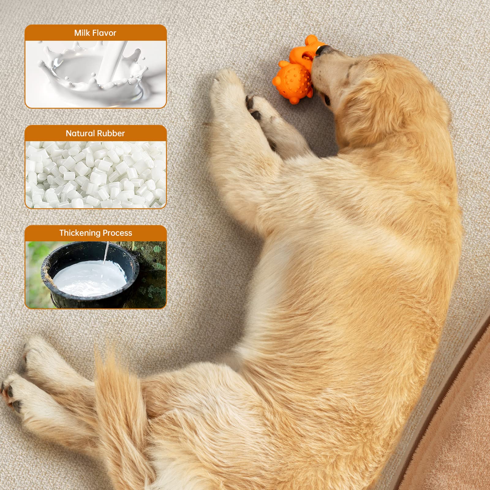 HERLAM Dog Toys for Aggressive Chewers, Puppy Chew Toys Teething Natural Rubber Sound Attracts Attention/Reduce Anxiety&Boring 1-Pcs Tough Pet