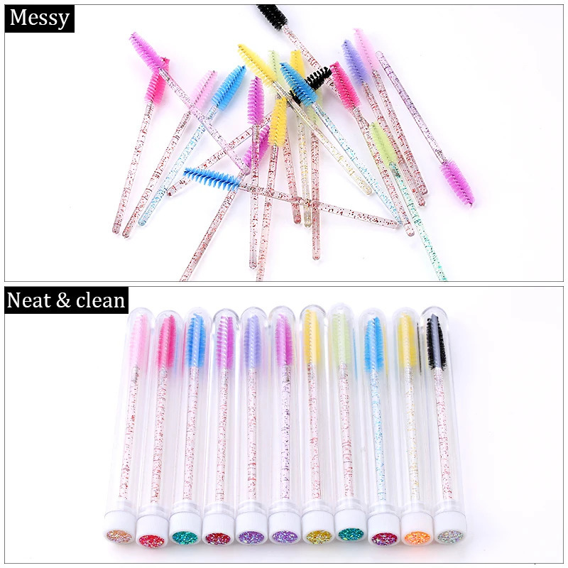 Reusable Eyebrow Brush Tube Disposable Eyelash Brush Eyebrow Brush Replaceable Dust-proof Sparkling Broken Diamond Makeup Brush 250224