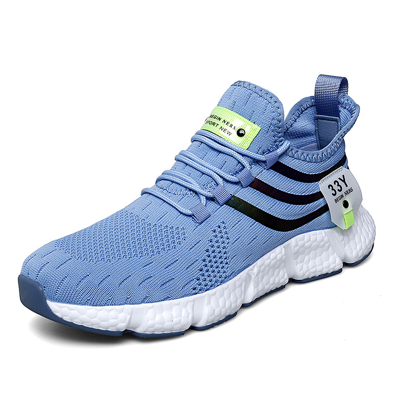 White Black Lightweight running shoes for men soft sole cushioned flying mesh sneakers for men Breathable Comfortable soled men's shoes