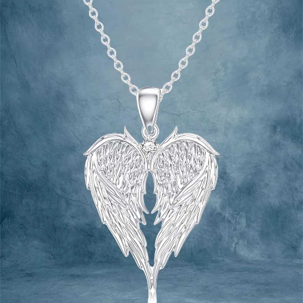 Elegant Angel Wing Shaped Pendant Necklace Exquisite Fashionable Elegant Versatile Banquet Party Daily Wear Jewelry Gift X250224