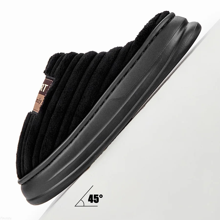 House Slippers For Men Furry Cozy Memory Foam Round Toe Couple Shoes Warm Winter Soft Plush Slippers250225