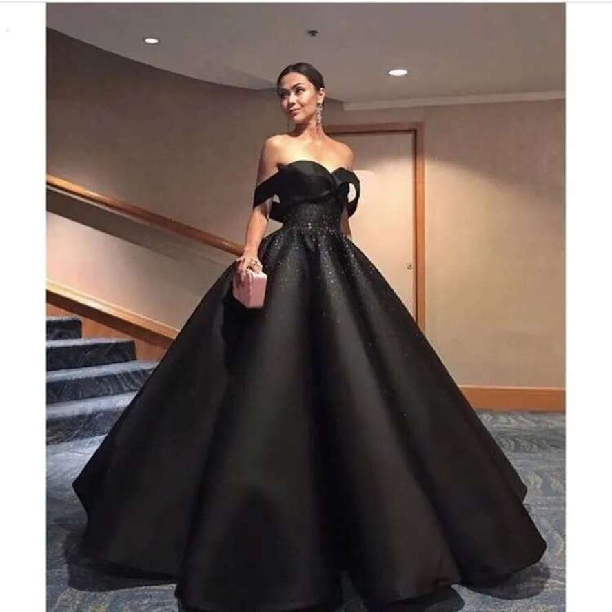 De Robe Soriee Elegant Beads Satin Sweetheart Ball Gown Evening Dress Off The Shoulder Short Sleeve High Qualtiy Prom Dresses