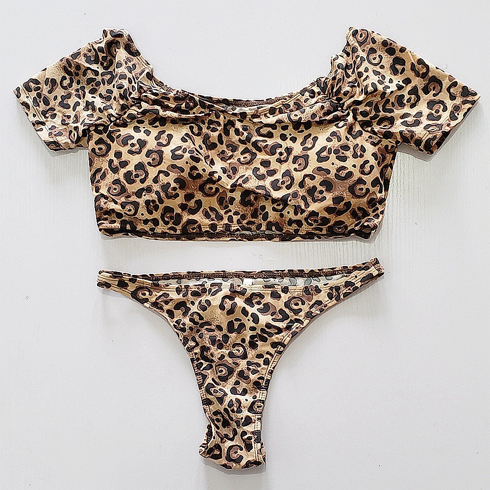 designer swimwear 2025 new leopard print sexy bikini two-piece fashionable nylon split swimsuit set