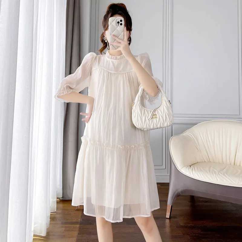 Fashionable maternity chiffon summer white dress new maternity clothing elegant maternity party dress X250224