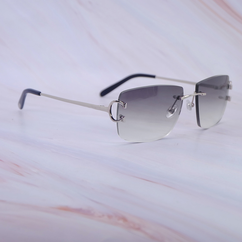 Oversized Rimless Sunglasses Vintage Sun Glass Mens Designer Brand Luxury Women Sunglass Big Square Sunglasses Carter Shades Eyewear Wire C Decoration