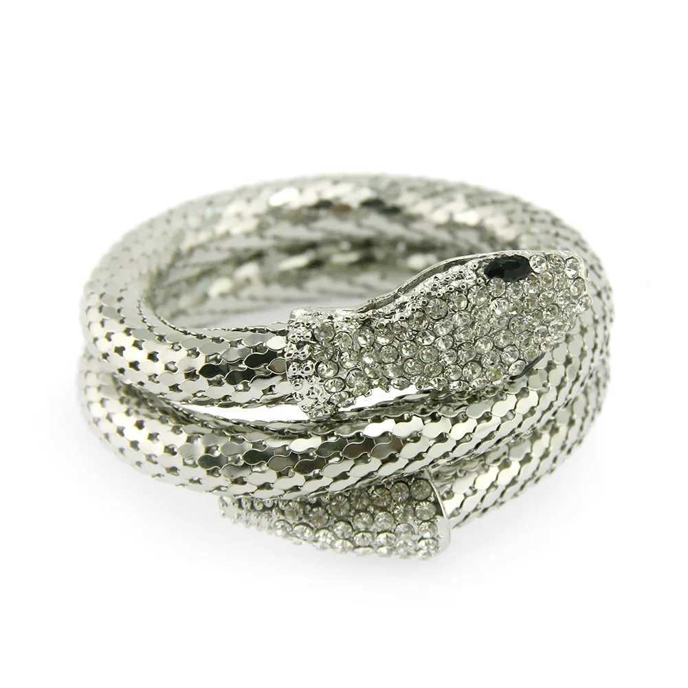 2022 new snake-shed bracelet punk exaggerated fashion multi-layer full diamond multi-strand snake braceletXJ250225