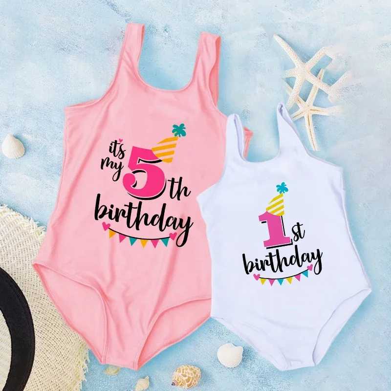 Its My 3rd Birthday Girls Swimsuit Birthday Princess One Piece Swimwear Childrens Bikini Kids Pool Party Outfit Swim Clothes X250224
