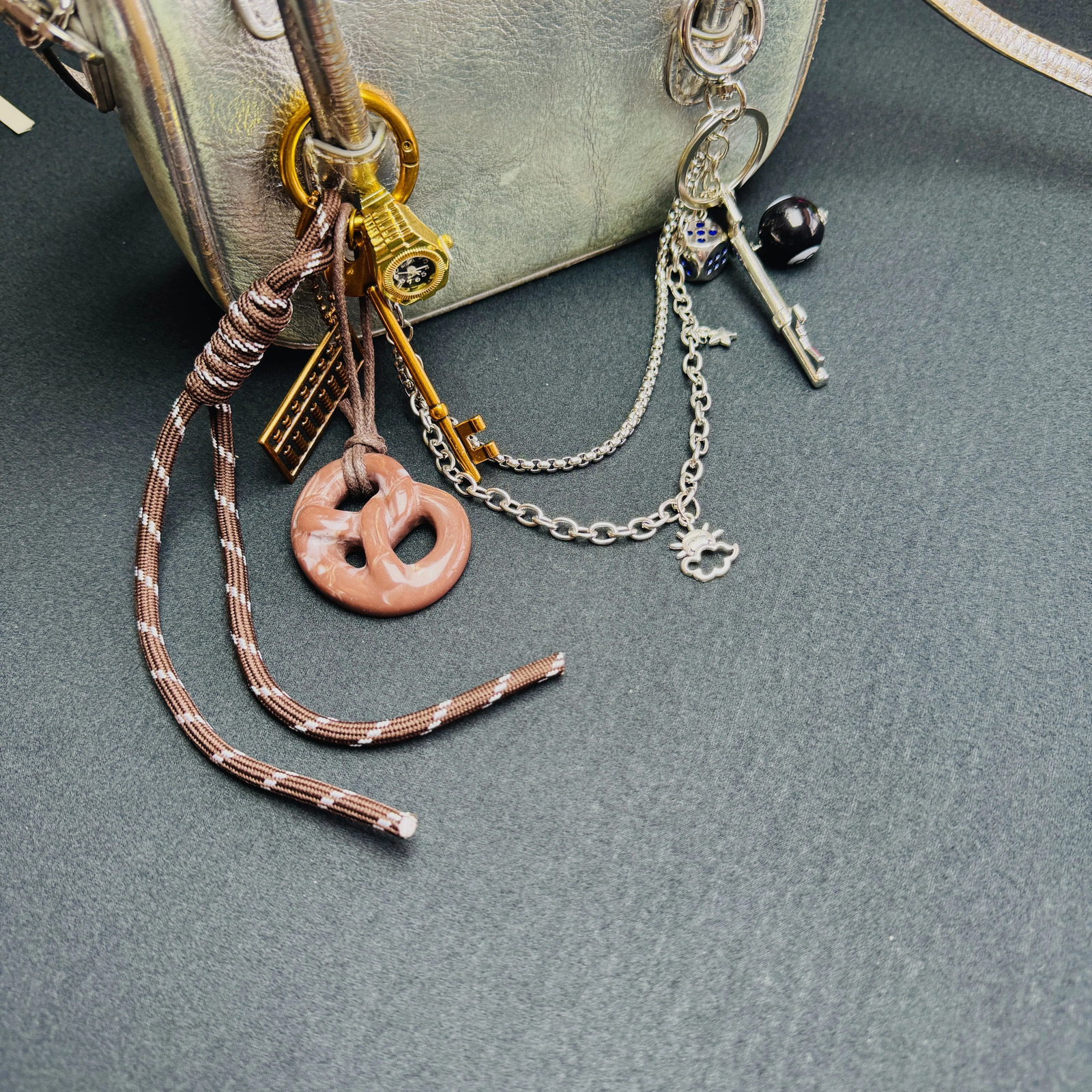 Fashionable handmade bag pendant diverse punk bag decoration keychain 250224