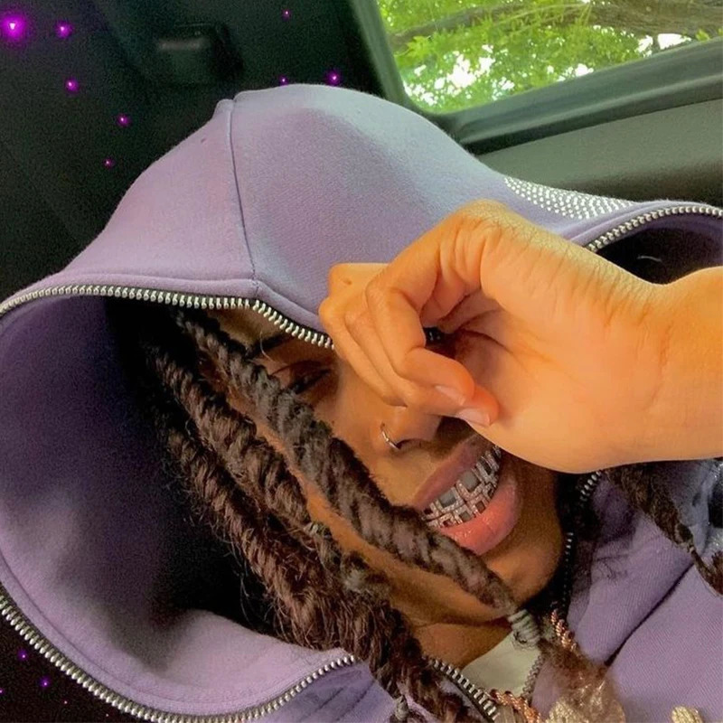 Rhinestone Zip Hoodie goth Sweatshirt Sport Coat Pullover Gothic Y2k Long Sleeve Oversized hoodie jacket Mens Women hoodies emo 250224