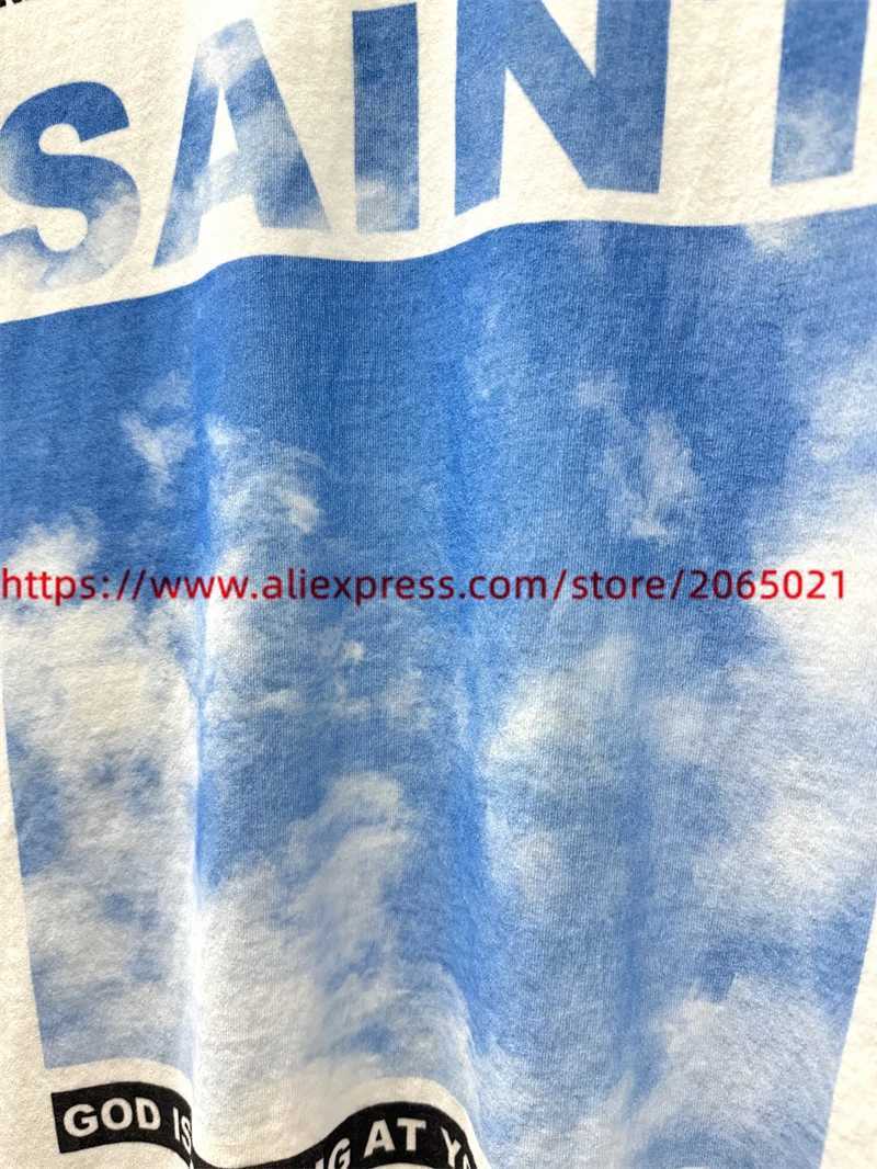 New Saint Sky Print T-Shirts Best Quty Oversized Vintage Washed Black T Shirt T Tops X250224