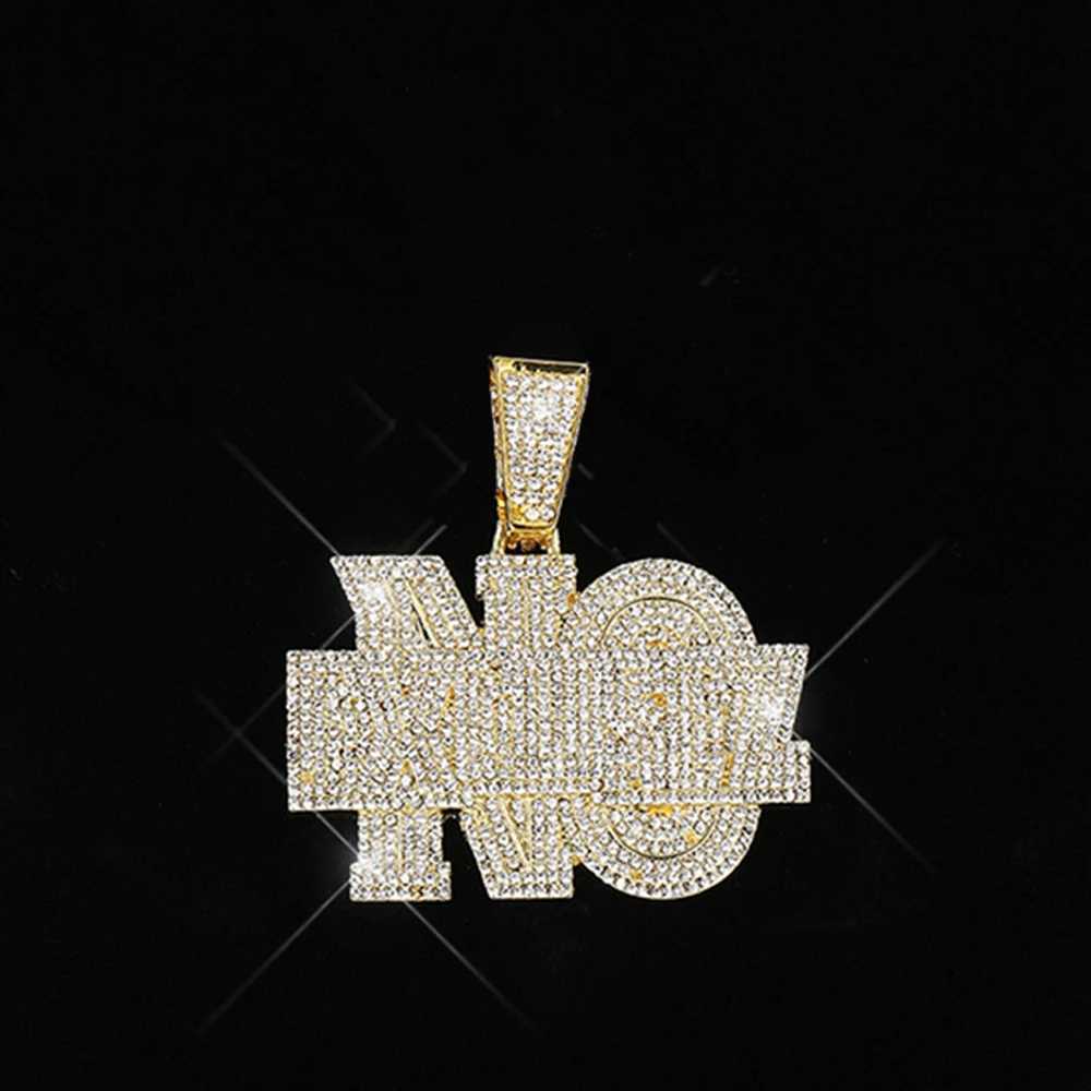 Hip Hop Men Lettes NO EXCUSE Pendant Necklace Gold Plated d Out Bling Crystal Cuban Link Chain Charm Fashion Wen Jewelry X250224