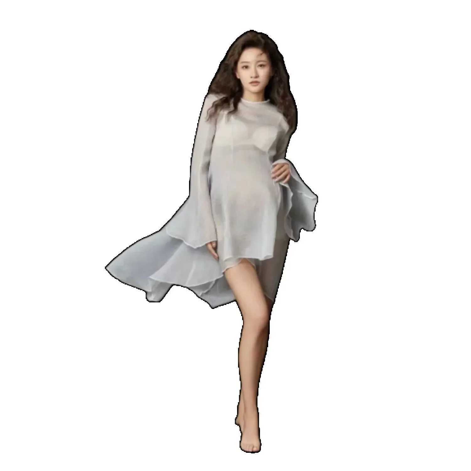 Women Photography Props Perspective Maternity Dresses Elegant Pregnancy Dress Studio Shooting Clothes Photo Props X250224