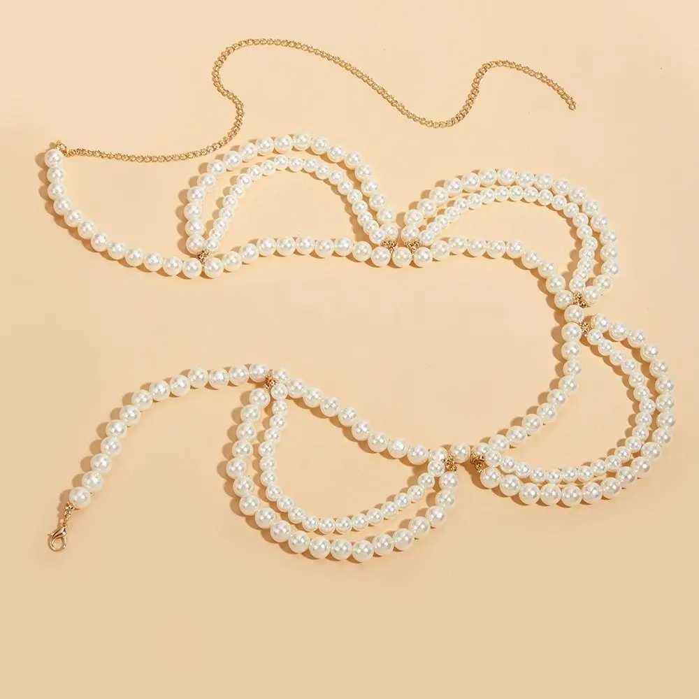 Tassel Imitation Pearls Waist Chains vintage High Gloss Doub layered waist chain egant Creative Beaded Necklace WomenXJ250224