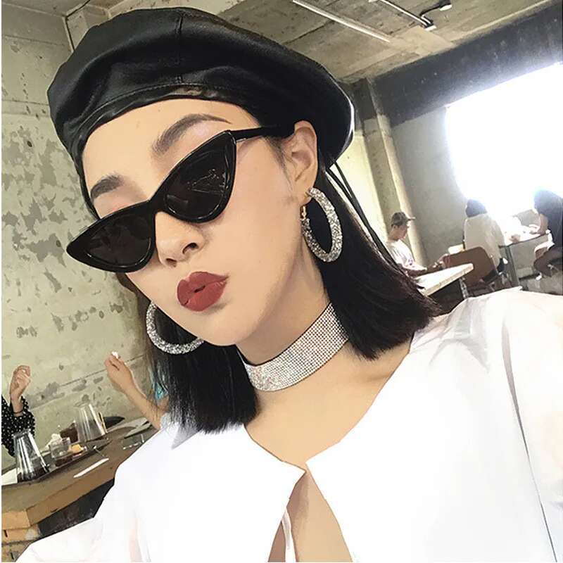 Vintage Triangle Cat Eye Women Sunglasses Personality PC Frame Resin Lens Travel Eyewear Fishing Riding Glasses Goggles