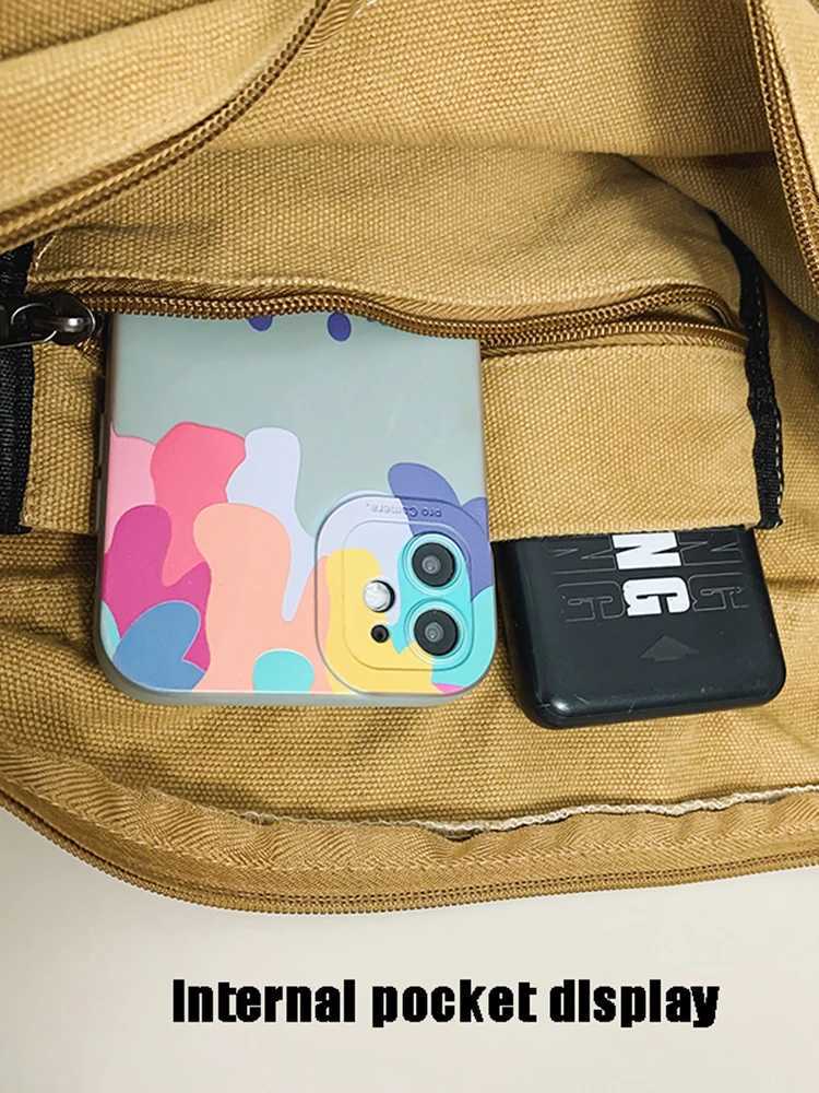 Casual Canvas Messenger Bag Versatile Flip Large Capacity Shoulder Book Bag For Student Adjustable Crossbody Bag For Men Women Z250225