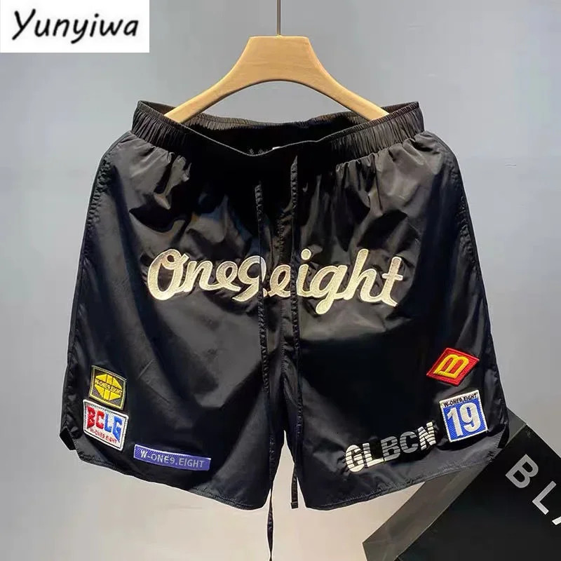 American Vintage Latter Embroidery Shorts Summer Mens Loose Sports High Street Basketball Capris Loose Breathable Beach Shorts 250225