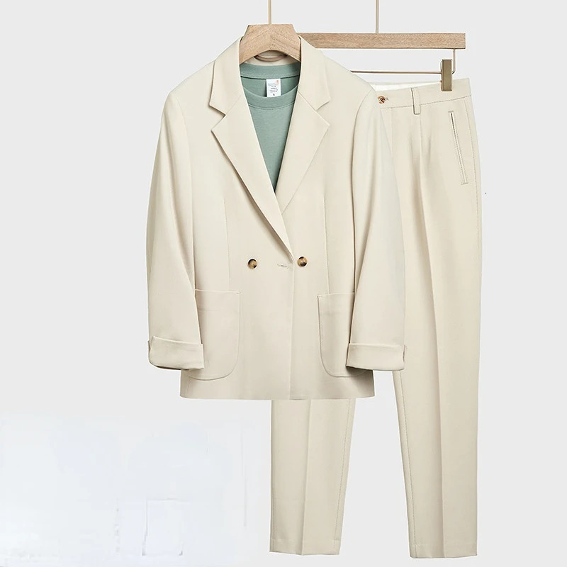 Casual Set Mens Loose Set Korean Edition Handsome Spring and Autumn Mini Set Mens Slim Fit Set 250222