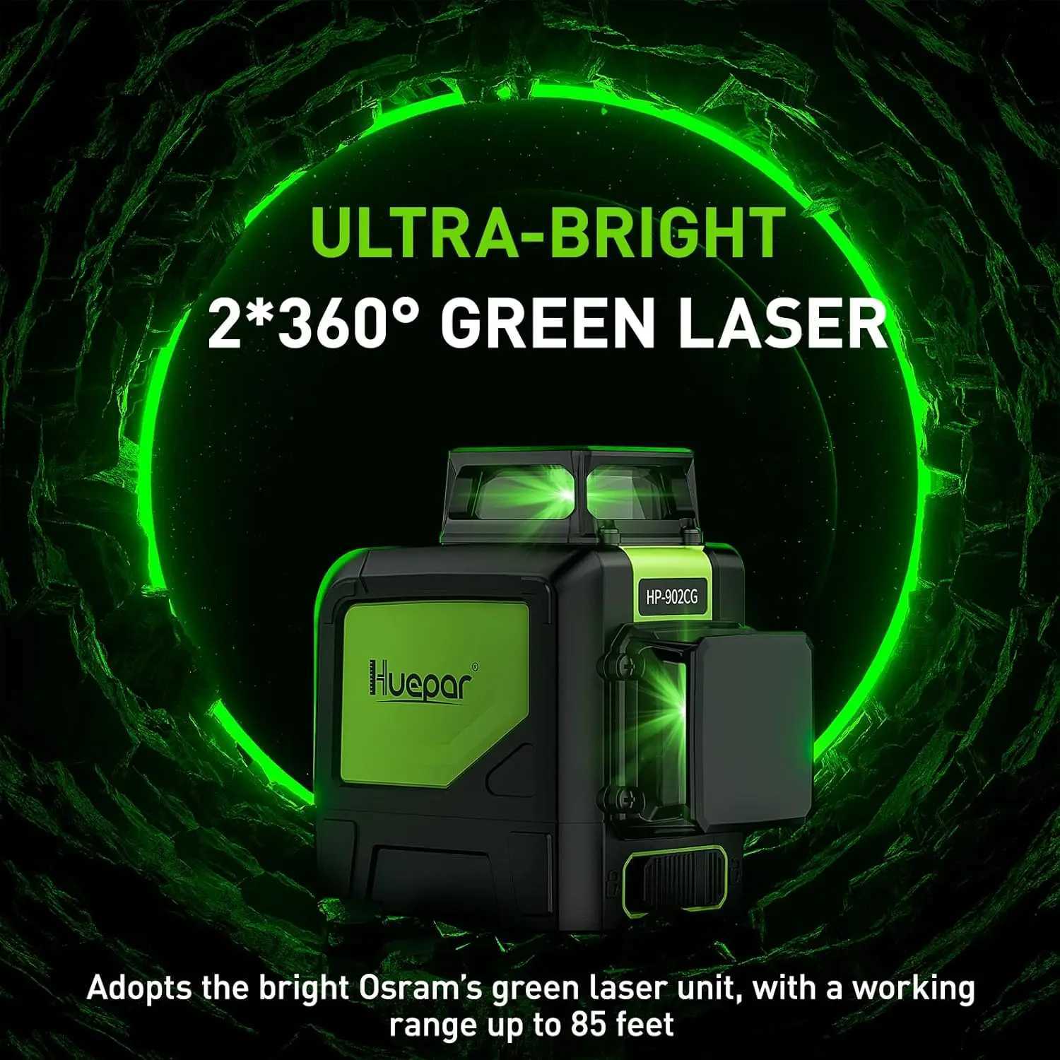 Huepar 8 Lines Laser Level 360 Cross Line Self-leveling Horizontal Vertical Line Laser Tool With Laser Receiver and Tripod X250225