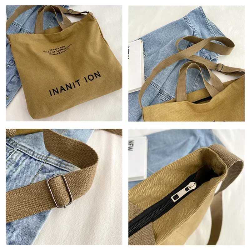 Japanese Canvas Mens and Womens Simple Horizontal Bag Laundry Canvas Thick Handbag Large Capacity Art Student Bag Z250225