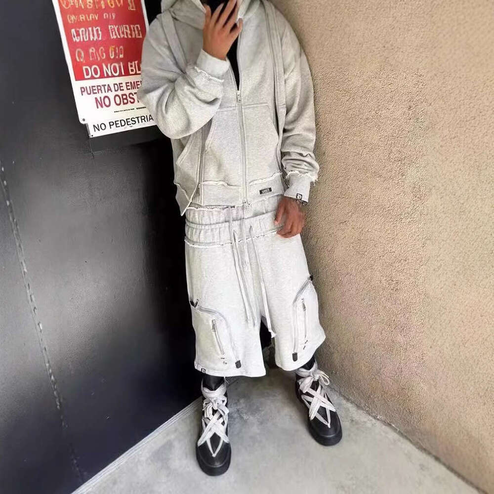 New American High Street Casual Splicing 3 Unique Zipper Hoodie Unisex