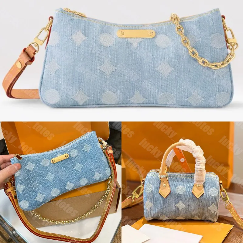 Baby Blue Denim Pochette Handbags Women Designer Speedys Micro Boston Bag Cross Body Bags Female Hobo Denim Purse Crossbody Shoulder Bag DPG2502251