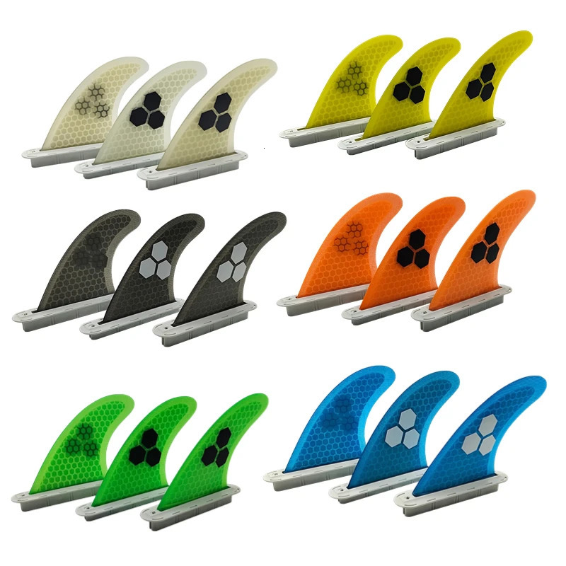 Surfboard Fin Set Tri Fins UPSURF Future S/M/L Honeycomb Fiberglass Orange/Yellow/Blue/Grey/Green with Black Funboard Fins 250222