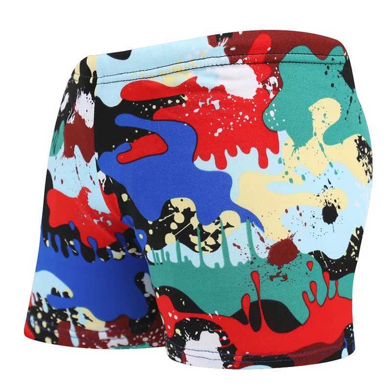 Childrens swimming relay flat camouflage print boys shorts big boys hot spring swimsuitXJ250224