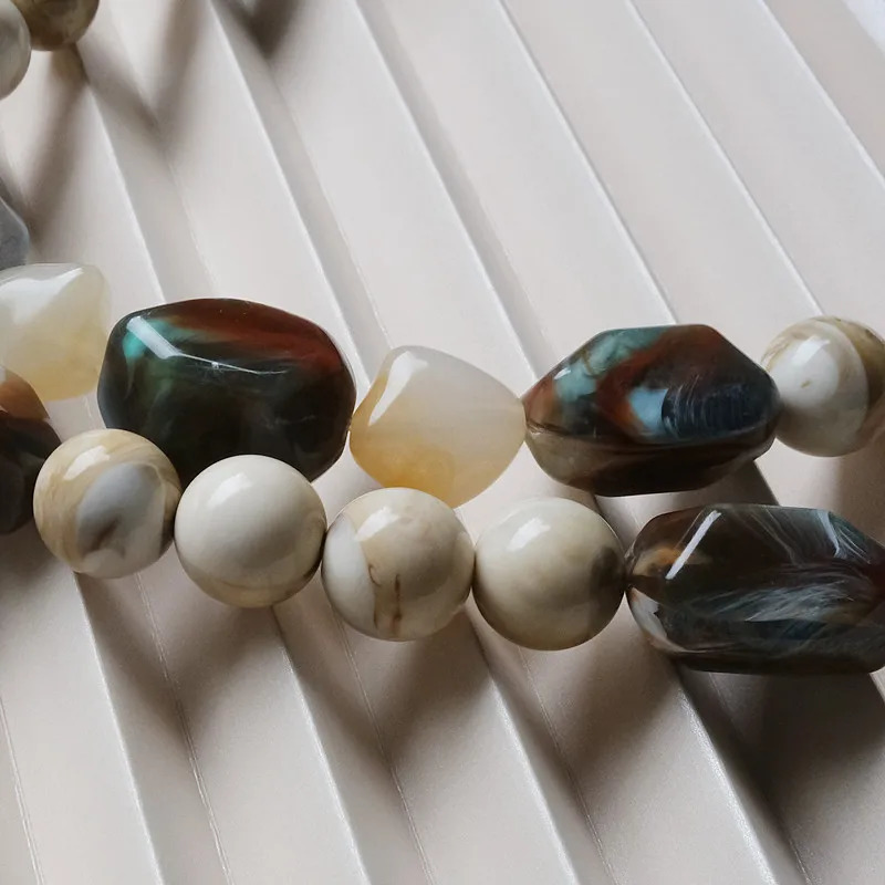 Woman Bag Accessory Green Beige Acrylic Resin Beads Parts Handcrafted Wristband Women Replacement Bag Handle Chain 250318