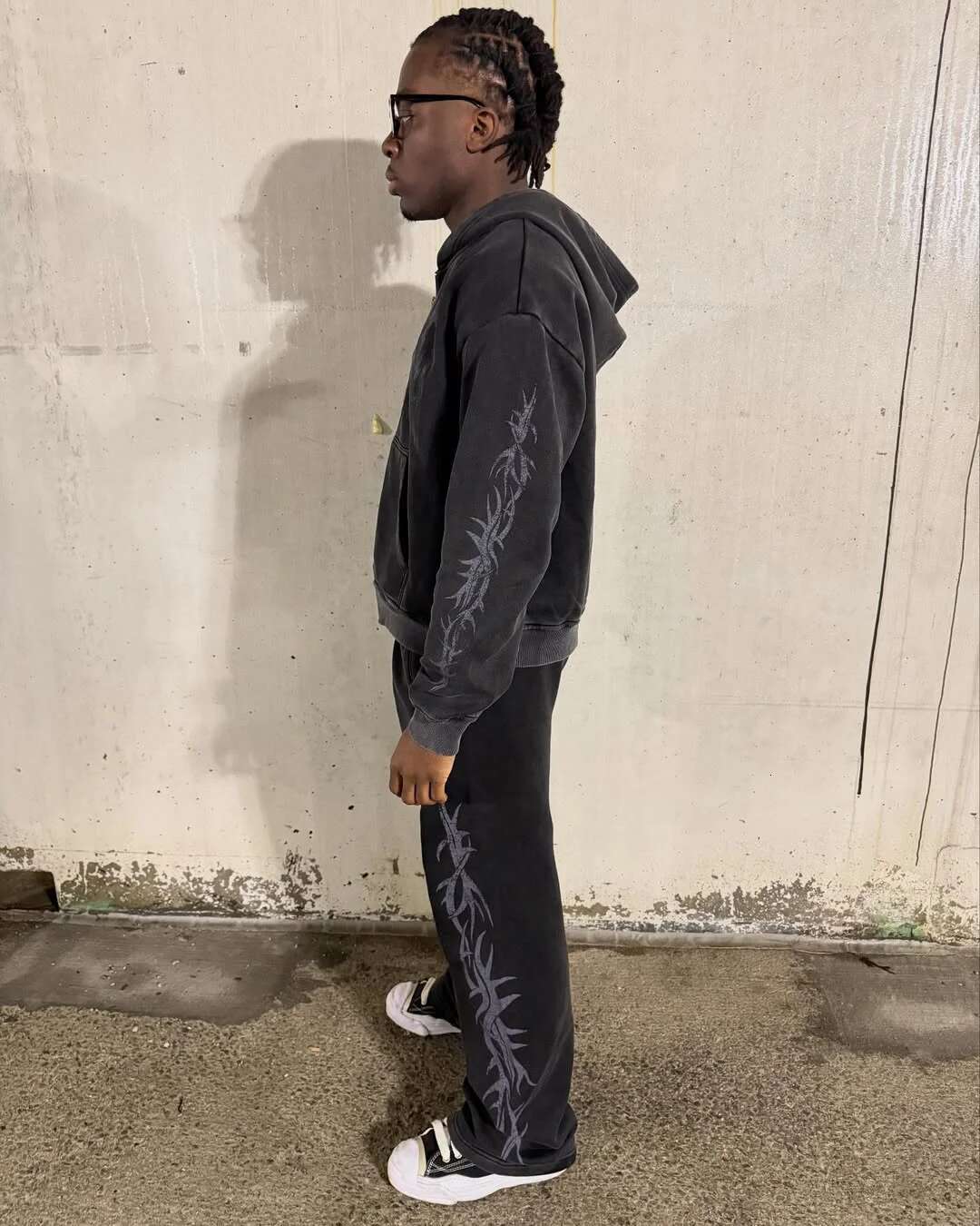 American personality rock and roll dark style skull niche print old washed sweatshirt men's street retro hooded cardigan jacket