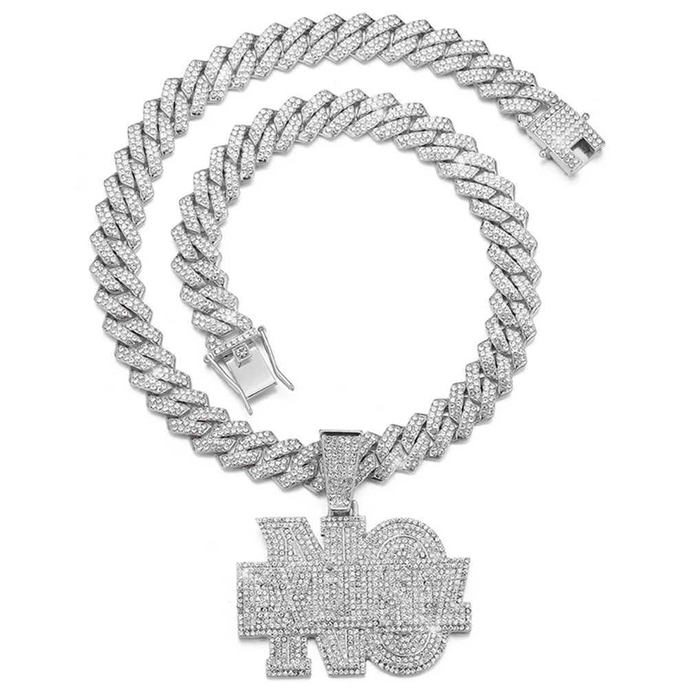 Hip Hop Men Lettes NO EXCUSE Pendant Necklace Gold Plated d Out Bling Crystal Cuban Link Chain Charm Fashion Wen Jewelry X250224