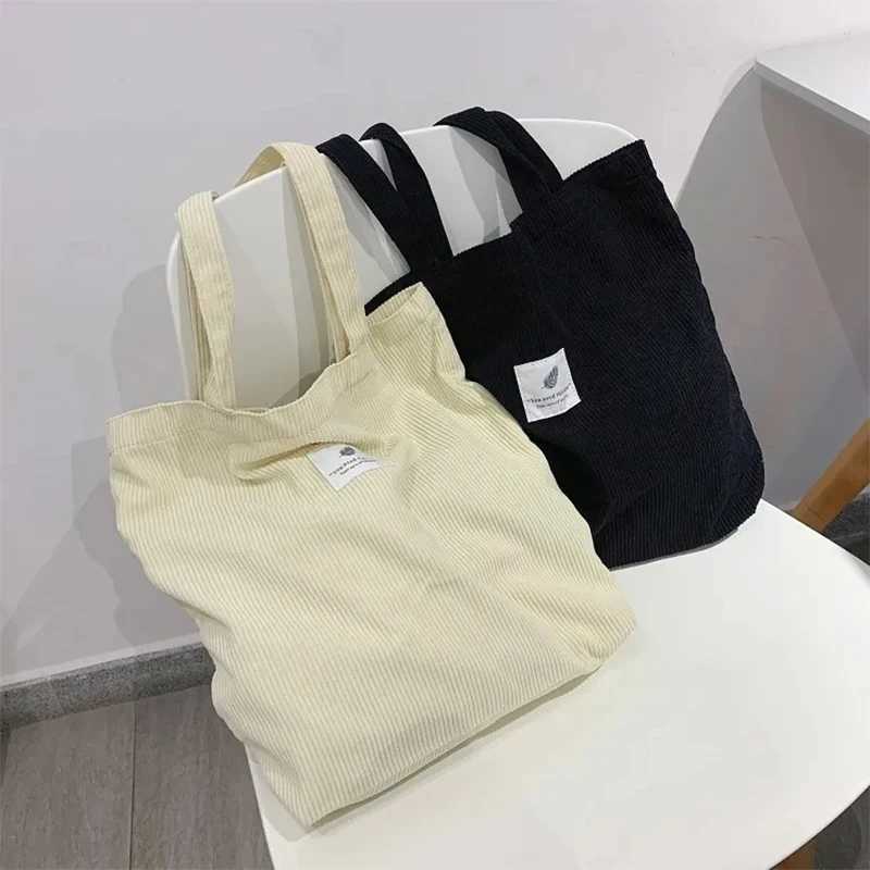 Corduroy Womens Shopping Bag 2024 Womens Casual Handbag Soft Reusable Fabric Affordable Shopping Bag Shoulder Handbag Z250224