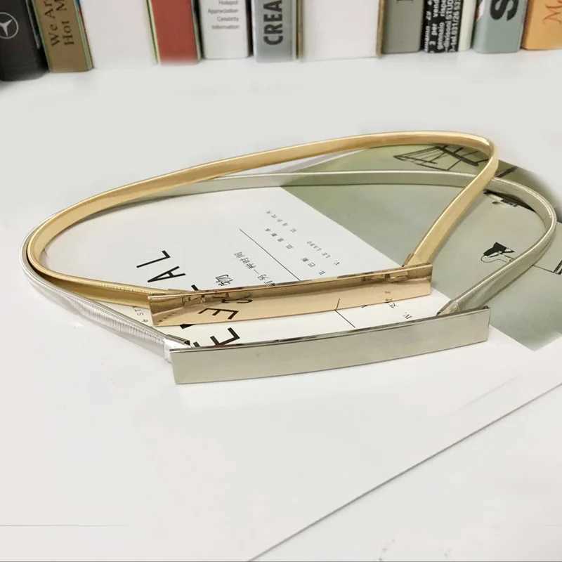 Egant Metal Elastic Womens Belt Gold Silver Rhinestone Thin Dr Belt Womens Fa BeltXJ250224