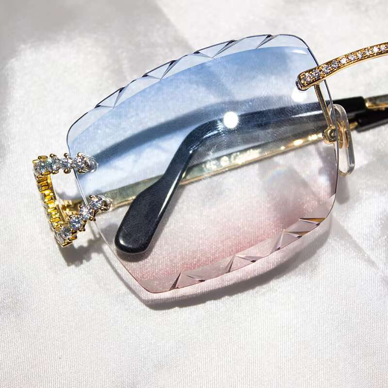 Wholesale New Custom Hip Hop Rimless Dia Men Iced Out Moissanite Sunglasses Women