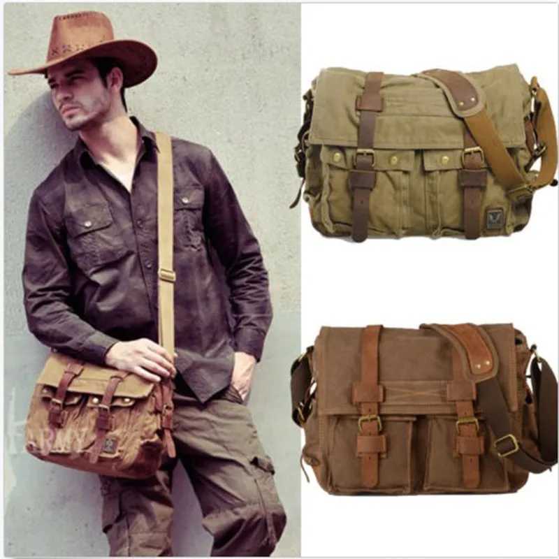 Mens Vintage Canvas Bag Men Casual Crossbody Bag For Men Messenger Bag Men Travel Shoulder Bags Mens Bag High Quality Z250225