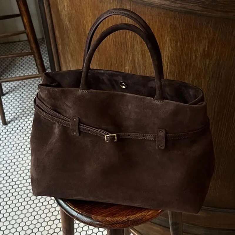 Retro Handbag Autumn/Winter Frosted Suede Belt Buckle Women Shoulder Tote Bag