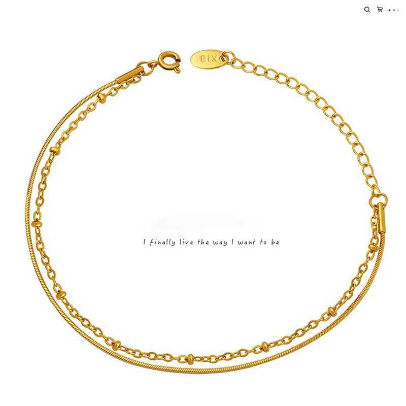 Simple Stylish Ins Detailed Double Layer Snake Bone Chain Exquisite Beaded Chain BraceletXJ250225