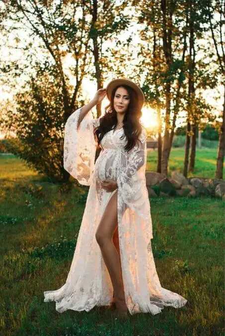 New Maternity Dresses Lace Photo Shoot Maternity Photo Fashion Props White Dresses For Pregnant Women Clothes Pregnancy Dress X250224