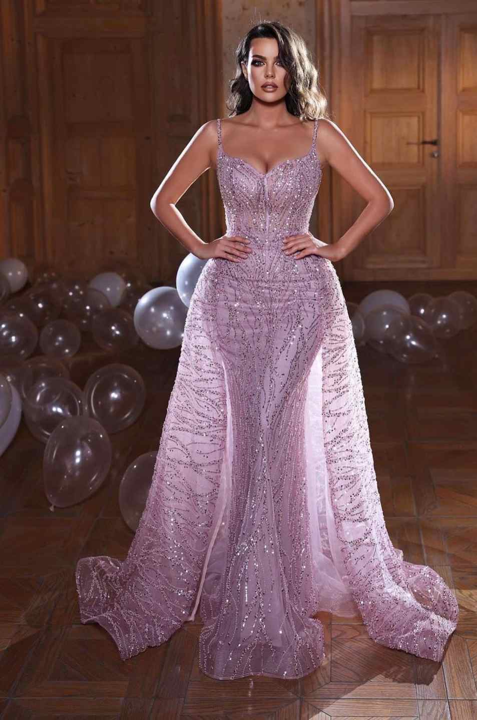 Graceful Mermaid Evening Dresses With Spaghetti Strap Vogue Beaded Bling Sequins Customized Prom Lace Women Special Occasions Wear Plus Size Vestido d