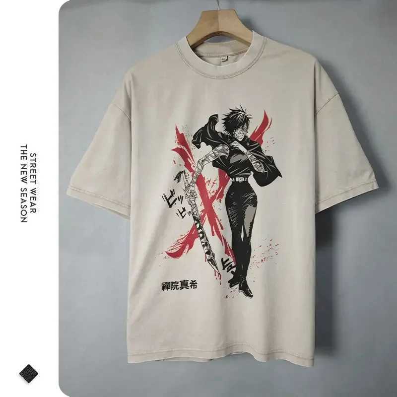 Anime J-Jujutsu K-Kaisen T Shirts Vintage Washed CHOSO T-shirt Oversized Short Slve Fushiguro Toji Sukuna Gojo Saturo Ts Men Y250225