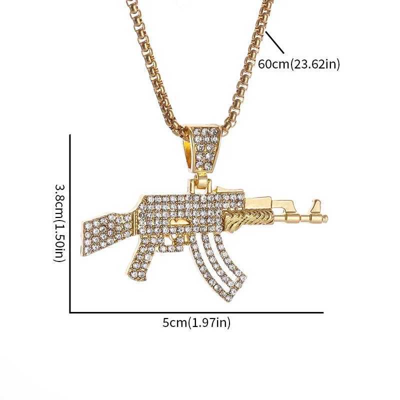 Hip-Hop Ak-47 Rifle Gun Pendant Necklace Mens Personali Street Hip-Hop Rock Rap Party Jewelry X250224
