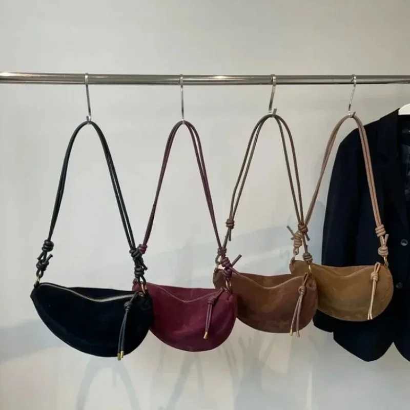 Faux Suede Super Popular Niche Suede Shoulder Bag for Women 2025 Hot Sale Single Crossbody Bags Underarm Dumpling Sweet Bags Z250225