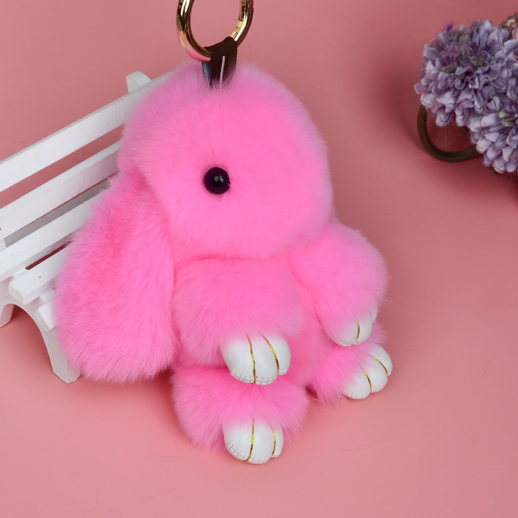 Keychains Lanyards Cute Natural Rabbit Fur Pom Bunny Key Chain Women Rabbits Keychain On Bag Car Trinket Doll Jewelry Party Toys Friends Gift 230413